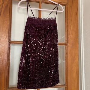 Free People That Girl Sequin Slip Dress - Maroon